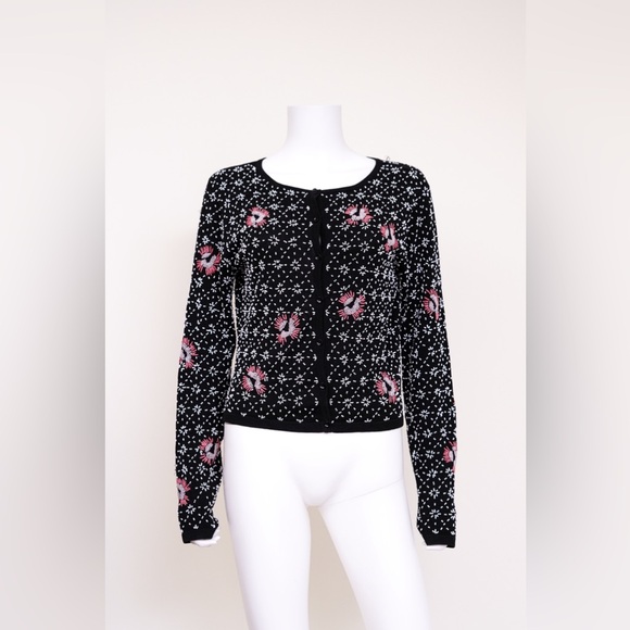 VINTAGE DESIGNER PHILOSOPHY BY ALBERTA FERRETTI BEADED BLACK CARDIGAN - Picture 1 of 7